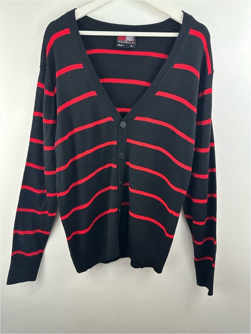 SOUTHPOLE STRIPED BUTON DOWN SWEATER SIZE L